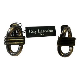 Guy Laroche Silver Twisted Oval Earrings
